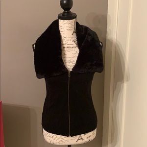 Faux fur zip sweater vest